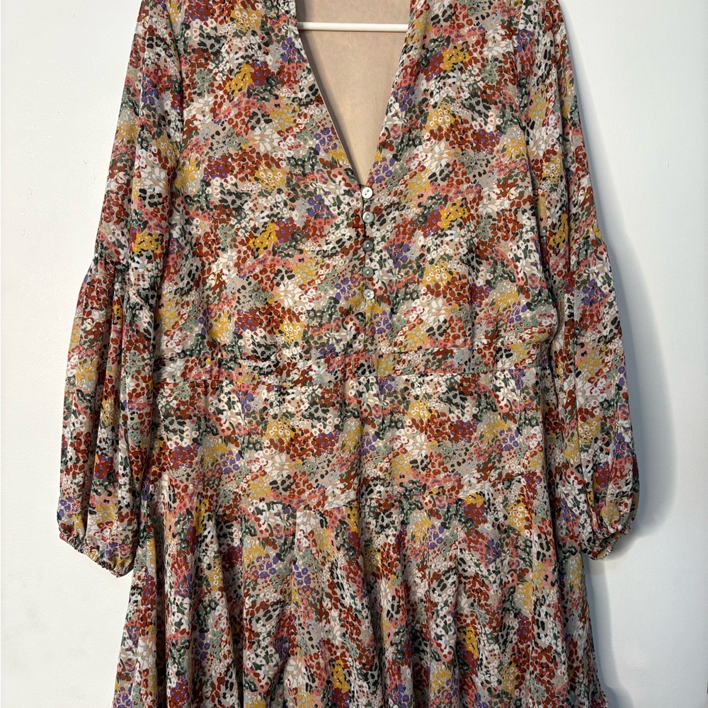 Entro Floral Mini Dress with Balloon Sleeves